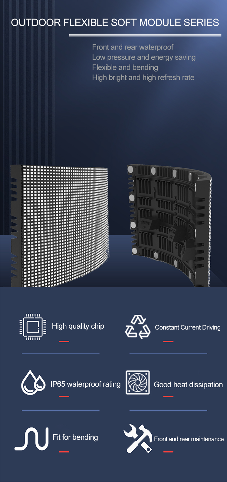 Indoor Flexible Screen - 960mm * 960mm Sheet Metal Cabinet Full-color Screen, Creating Dynamic Indoor Special-shaped Displays (Prices for Special Shapes Calculated Based on the Actual Design) - Image 5