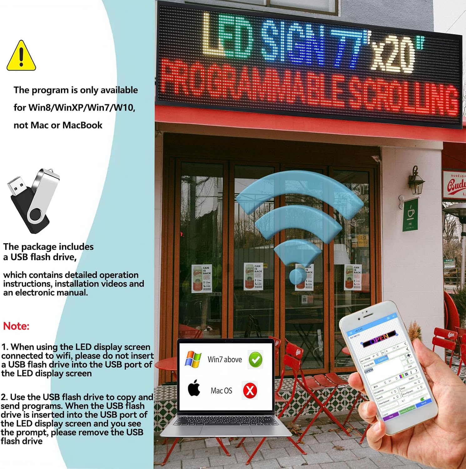 Outdoor P10 LED Scrolling Programmable Sign, Bright High Visibility Digital Led Signage Displays, Message Signs for Business, Restaurant, Window Shop - Image 10